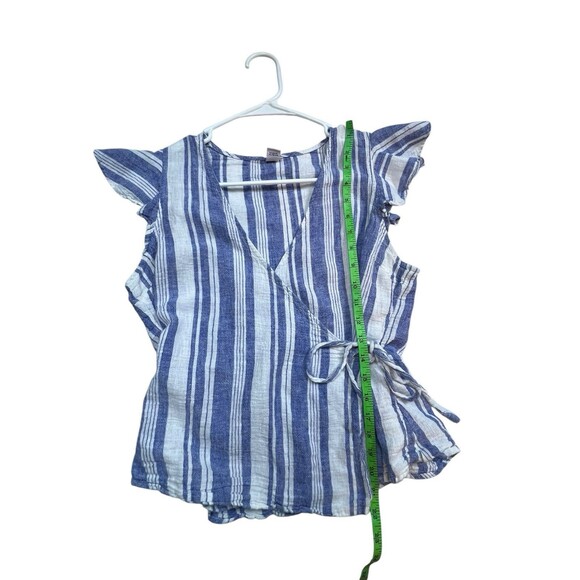 Old Navy Women's Blue and White Tie Blouse Y2K Size M - Picture 5 of 10